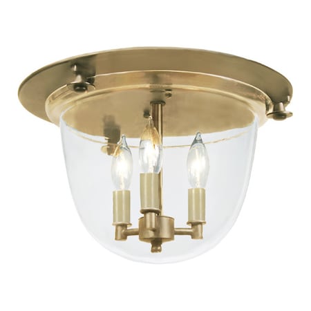 Classic Flush Mount Bell Lantern With Clear Glass